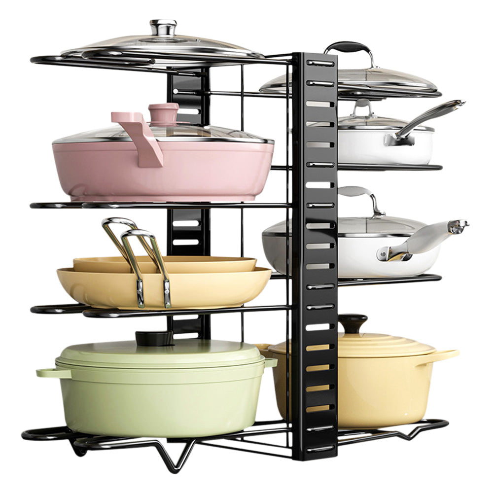 8 Tier Pot and Pan Organizer Rack for Cabinet Pot Organizers Inside Cabinet