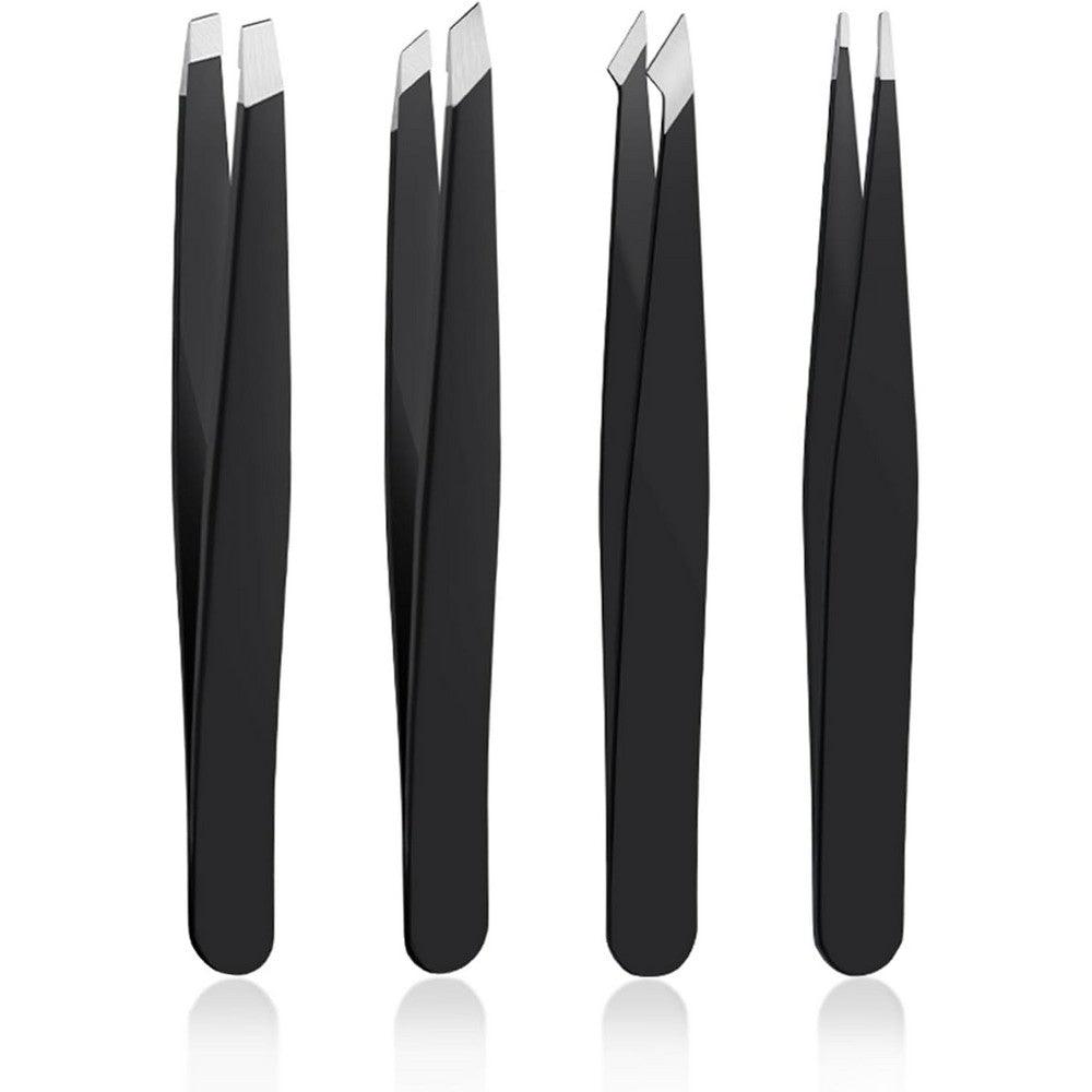 4 PCS Stainless Steel Tweezers Set Precision Tweezers for Blackhead and Tick Remover