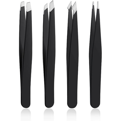 4 PCS Stainless Steel Tweezers Set Precision Tweezers for Blackhead and Tick Remover