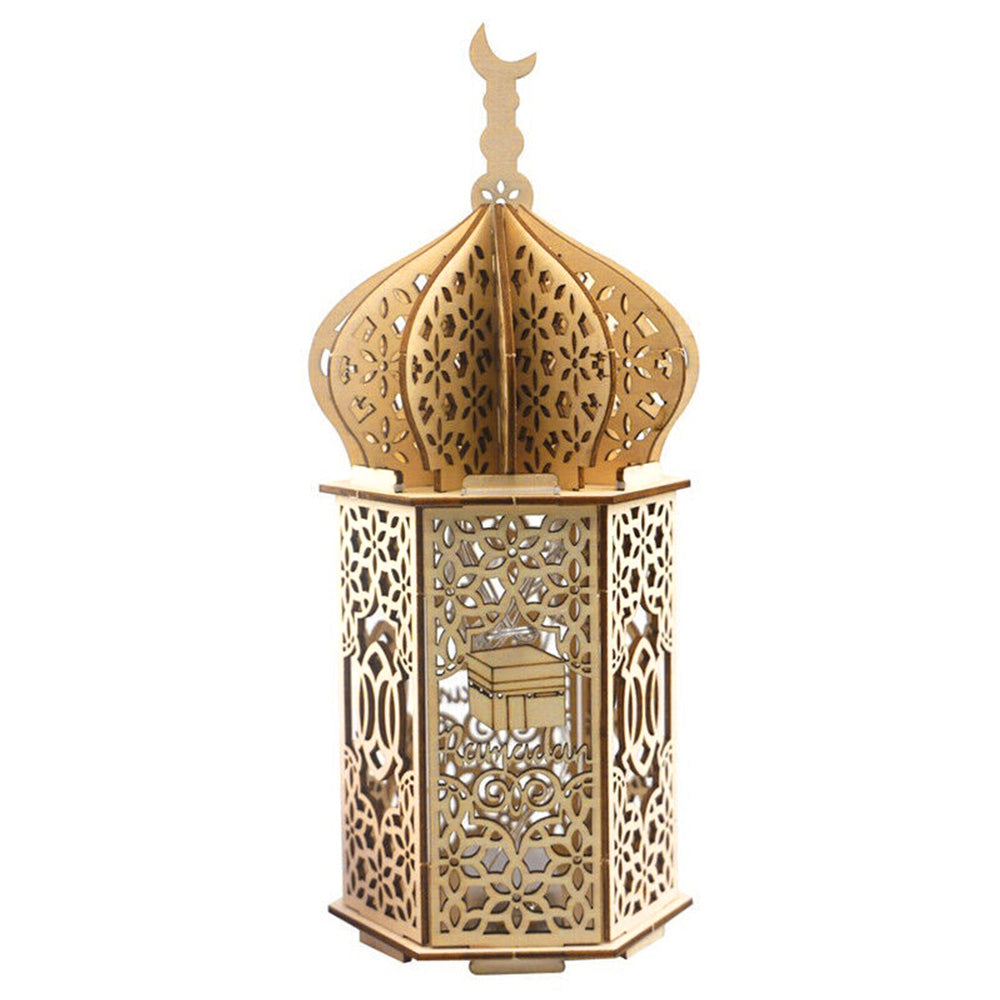 Christmas Wooden Lantern ¨C Decorative Carved Hollow LED Night Light for Holiday Home Decor Style 1