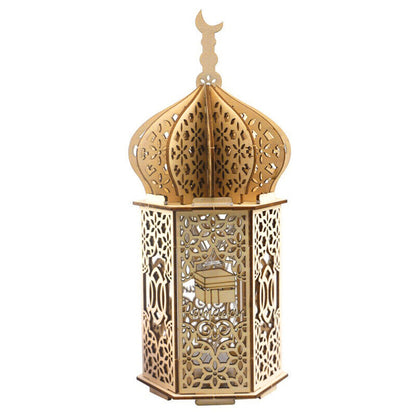 Christmas Wooden Lantern ¨C Decorative Carved Hollow LED Night Light for Holiday Home Decor Style 1