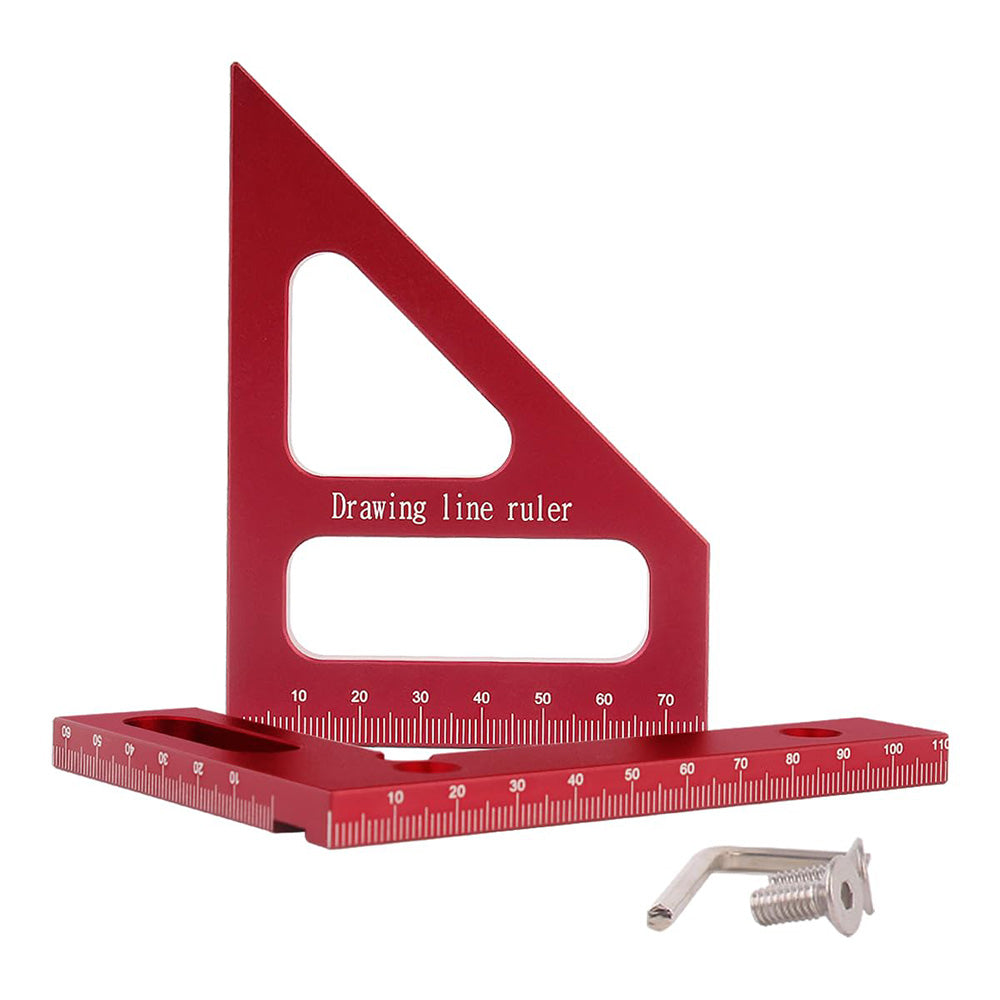 Multi-Angle Measuring Ruler Kit 45/90 Degree Aluminum Alloy Protractor Drawing Line Miter Triangle Tool for Woodworking