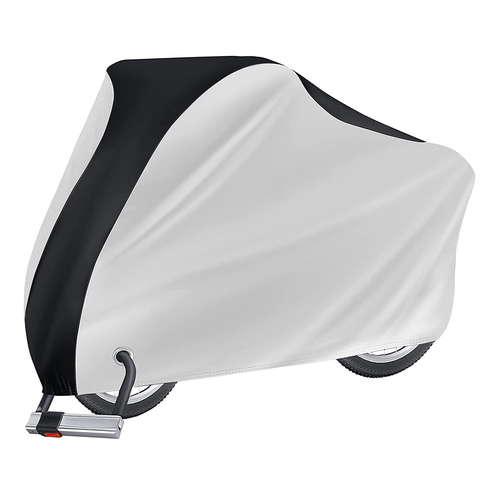 Outdoor Bike Cover Waterproof Electric Motorcycle Covers Rain Sun UV Dust Proof with Lock Hole Silver and Black