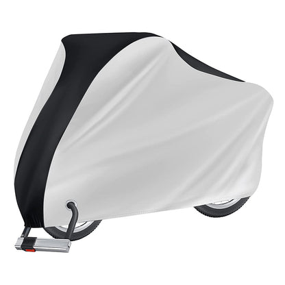 Outdoor Bike Cover Waterproof Electric Motorcycle Covers Rain Sun UV Dust Proof with Lock Hole Silver and Black