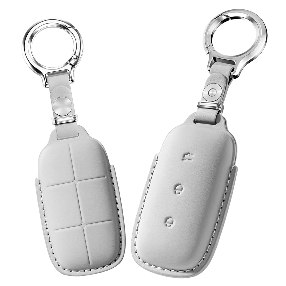 Leather Key Fob Cover Fit for Geely Galaxy E5 EX5 - Grey