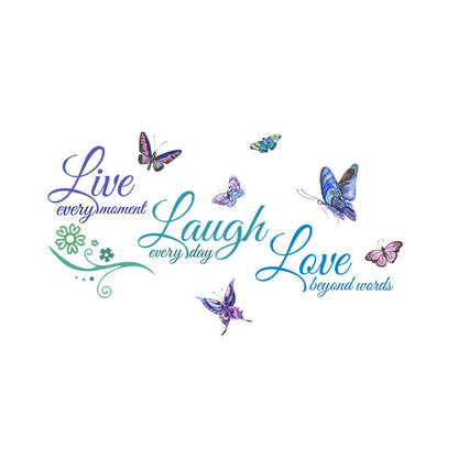 Colorful Live Love Laugh Wall Sticker Motivational Wall Decals -Blue