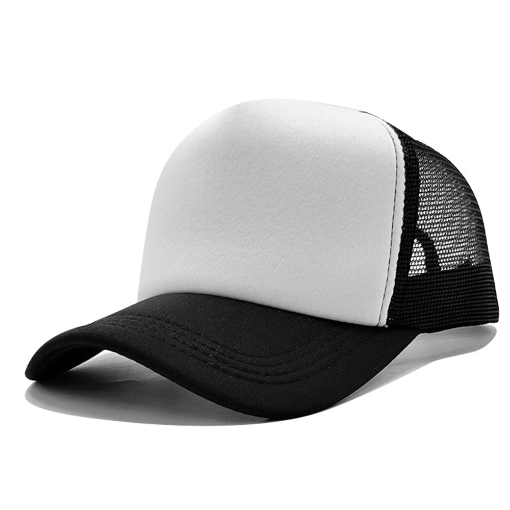 Adjustable Baseball Cap with Breathable Mesh Trucker Hat - Black