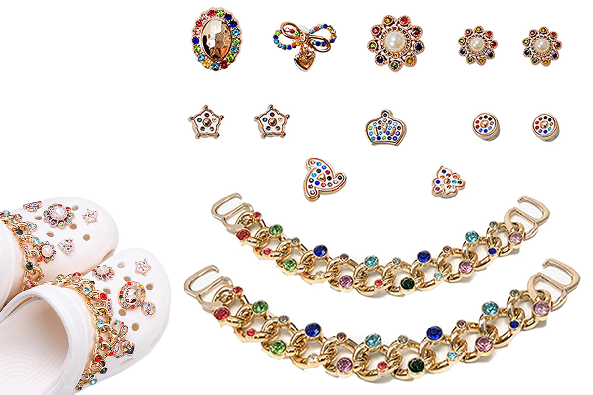 14Pcs Fashion Bling Shoe Charms Shoe Decoration for Women Girls Party Favors DIY Gift