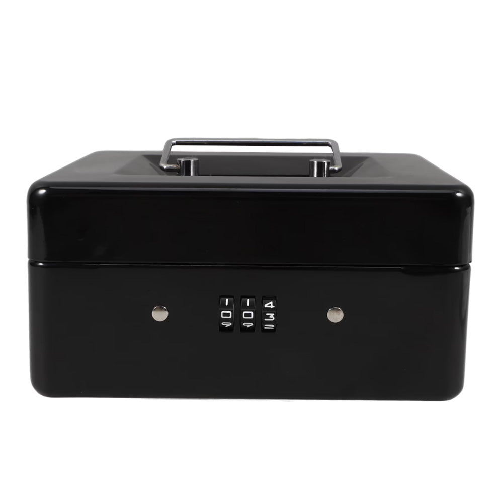 Lockable Cash Box Deposit Petty Cash Money Box with Code Lock Security Safe-Black