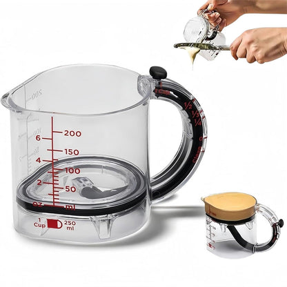 Adjustable 4-in-1 Measuring Cup with Scraper Base for Baking Cooking Use