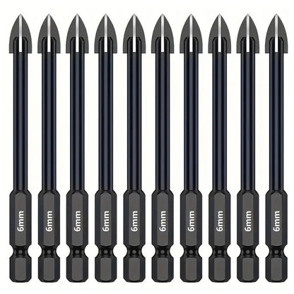 10 Piece 6mm Hex Shank Tile Glass Mirror Ceramic Drill Bit Set
