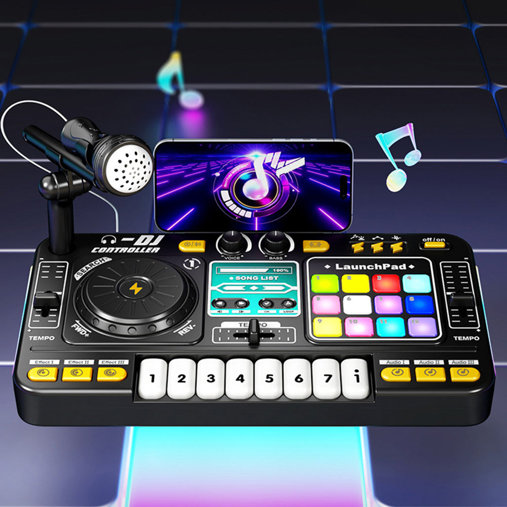 Kids DJ Mixer Musical Toy with Mic & LED Lights
