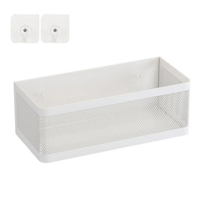 Punching-Free Hanging Storage Baskets Organizer Wall Mount Storage Bin Rack for Kitchen Bathroom White