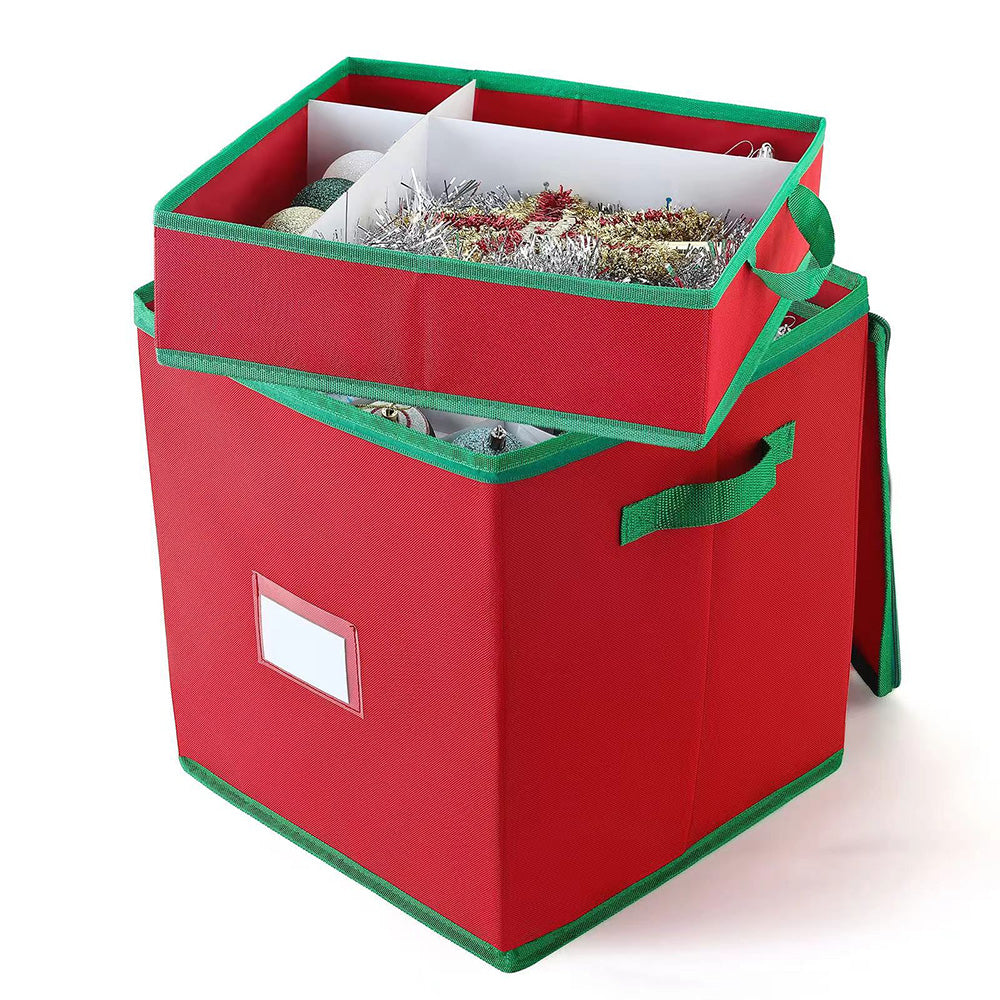 4-Tier 64-Compartment Christmas Ornament Storage Box with Lid