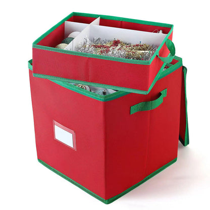 4-Tier 64-Compartment Christmas Ornament Storage Box with Lid