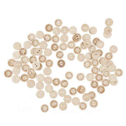 100 PCS Cute Engineered Wooden Buttons Round Shape Buttons for Sewing DIY