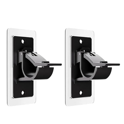 No Drill Self Adhesive Curtain Rod Brackets Transparent Invisible Holders for Curtains Towels-Black