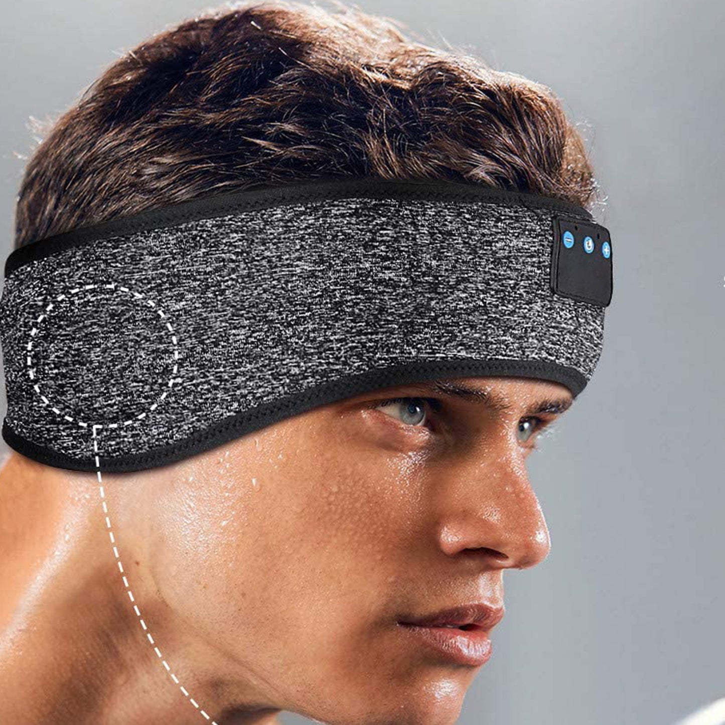 Sleep Headphones Eye Mask Wireless Sleep Headphones 5.2 Bluetooth Headband for Sleeping Sports -Gray