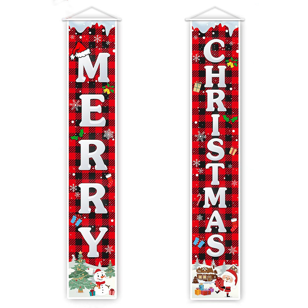 Festive Merry Christmas Door Banner with Hanging Rope Decoration