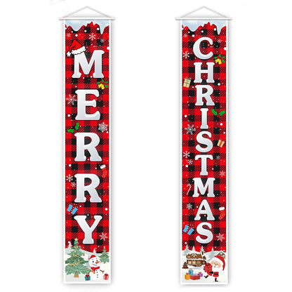 Festive Merry Christmas Door Banner with Hanging Rope Decoration