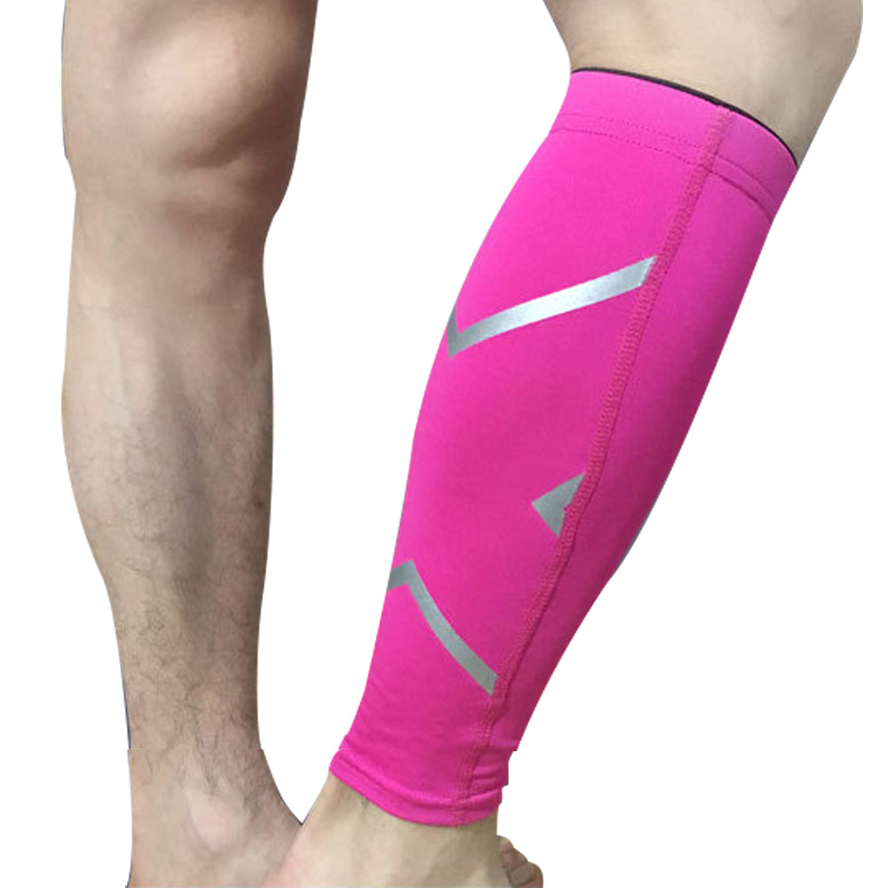 Pair of Compression Calf Sleeve Elastic Leg Brace for Sports Running  Rose Red
