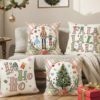 4pcs Merry Christmas Nutcracker Throw Pillow Covers 45x45cm Christmas Pillowcases Decorations For Sofa Couch Without Pillow Core
