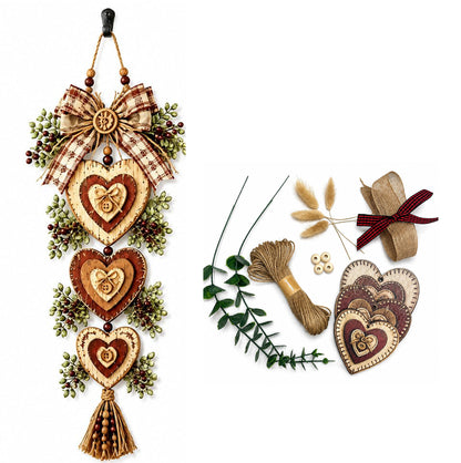 Rustic Engineered Wood Wall Hanging Farmhouse Layered Door Hanging - Heart