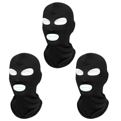 3 Piece 3 Hole Quick Dry Cycling Face Covers - Black