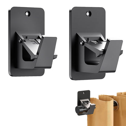 2Pcs Curtain Rod Holder Adhesive Hook-Black