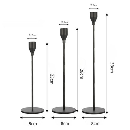 3Pcs Set Metal Candle Holders Taper Decorative Candlestick Holders for Wedding Dinning Party Black