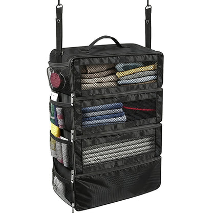 Large Hanging Travel Organizer with 4 Compartments  - Black