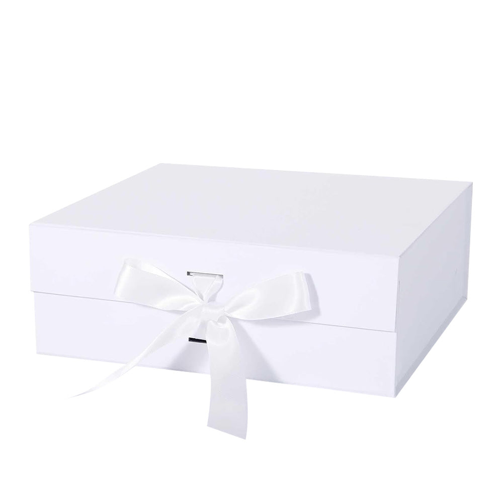 White Easy Attached Gift Boxes Set of 3 Gift Boxes with Satin Ribbon