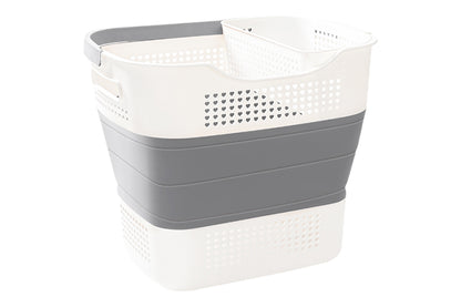 35L Collapsible Laundry Basket Clothes Hamper Washing Cleaning Organizer Bin-Grey