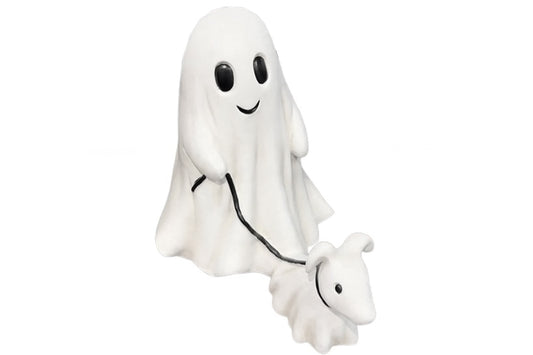 Halloween Ghost Walking Dog Statue Spooky Ghost Dog Halloween Figurine-Style 1