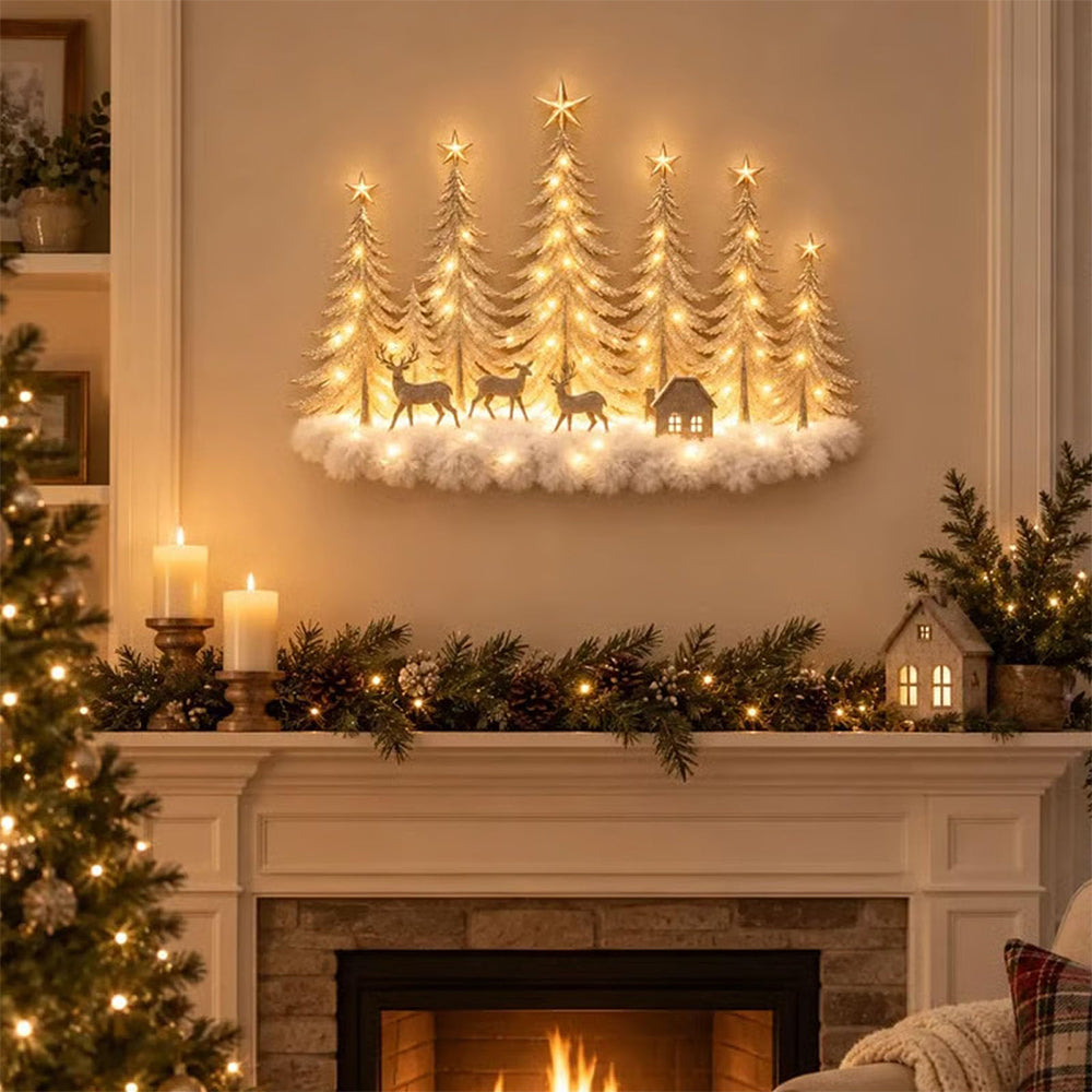 2D Acrylic Lighted Christmas Woodland Forest Wall Decor