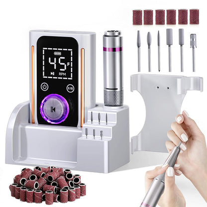 Portable 45000 RPM Rechargeable Electric Nail Drill File for Salon Home