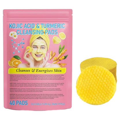 40Pcs Turmeric Cleansing Dry Pads Kojic Acid Exfoliating Pads for Face Balance Skin Oil