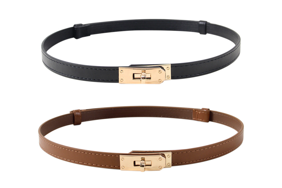 Skinny Belts for Women Dresses PU Leather Adjustable Waist Belt for Pants Jeans