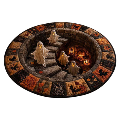 3D Round Non Slip Soft Halloween Rug - Orange Pumpkin