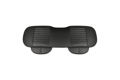 Faux Leather Rear Car Anti-Slip Bench Seat Protector Mat With Storage Pockets-Black