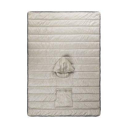 Camping Warm Cloak Cape Poncho Sleeping Bag Wearable Hooded Blanket for Hiking Fishing Outdoor Sport Khaki