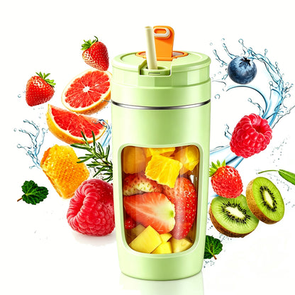 600ml Rechargeable Portable Juicer Blender with 4 Blade Cutter - Green