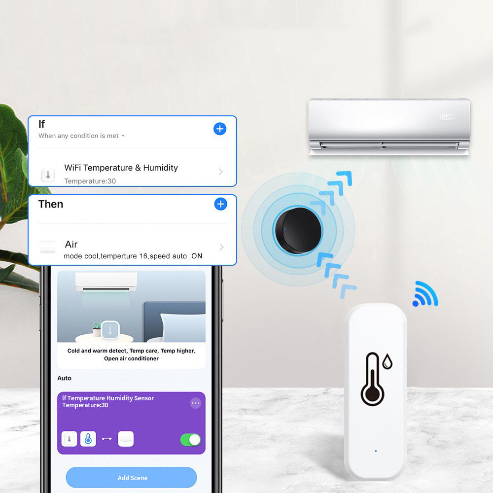 WiFi  Smart Temperature Humidity Sensor Tuya APP Control Thermometer Work with Alexa Echo Google