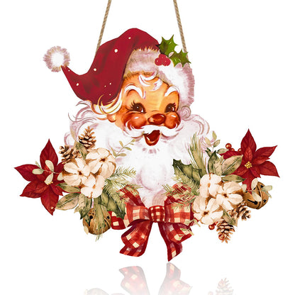 2D Santa Door Sign Hanger Engineered Wood Christmas Wall Decor