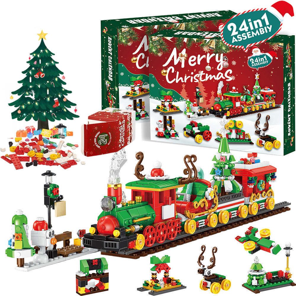 Advent Calendar Christmas Train Building Block Set ¨C Holiday Countdown Toy