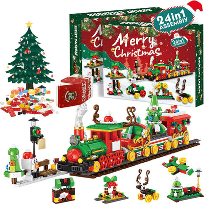 Advent Calendar Christmas Train Building Block Set ¨C Holiday Countdown Toy