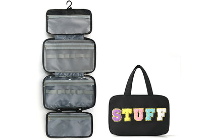 Travel Toiletry Bag Water-resistant with Hanging Hook for Makeup Cosmetic Shampoo -Black
