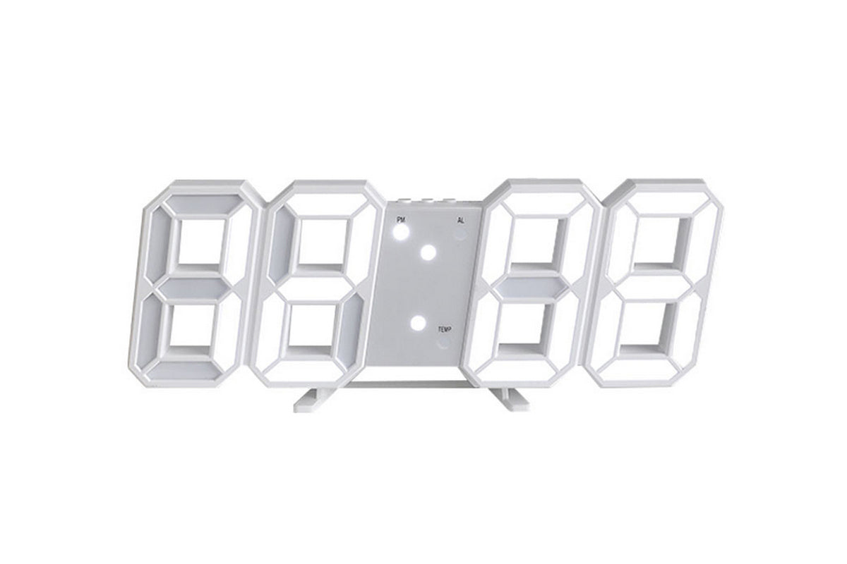 3D LED Digital Wall Clock Alarm Clocks With APP Control For Bedroom-White