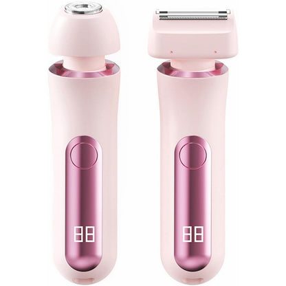 Electric Shaver and Bikini Trimmer with 2 Detachable Heads Facial Hair Remover-Pink