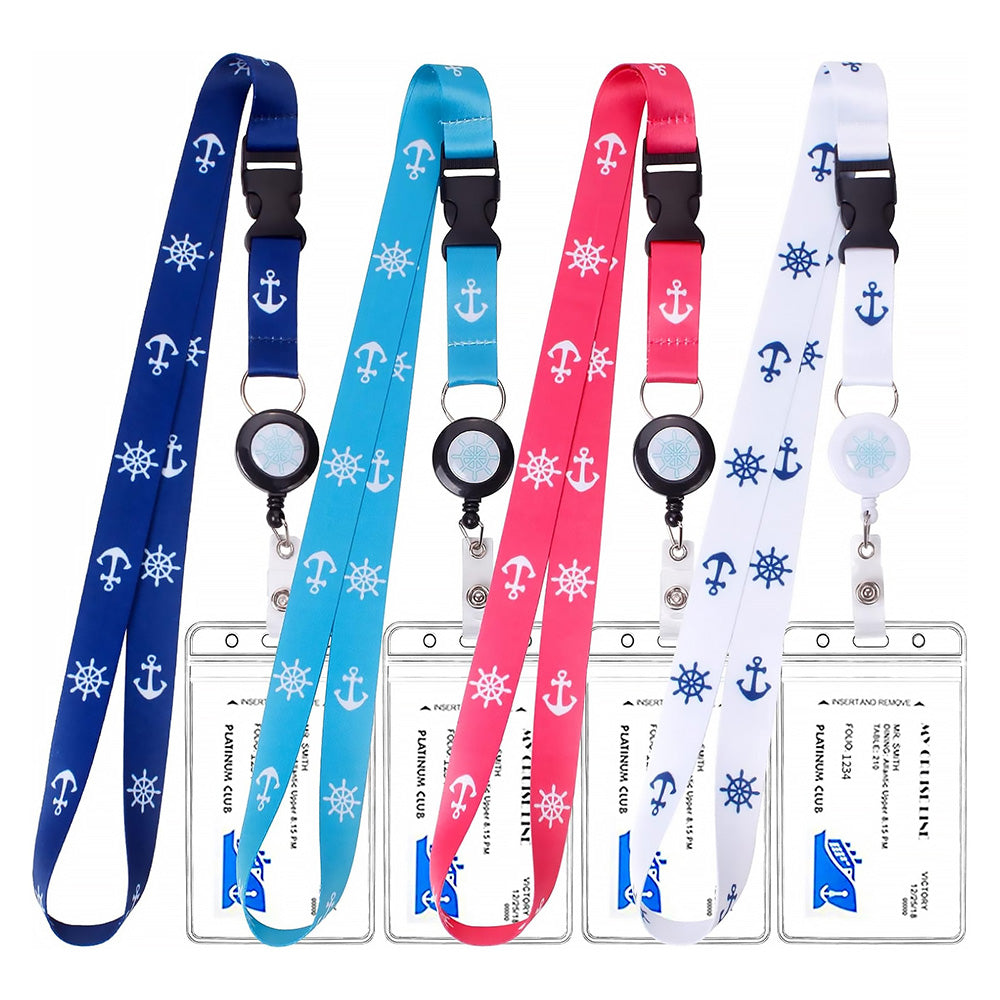 4PCS Cruise Lanyards with Retractable Badge & Waterproof ID Holder